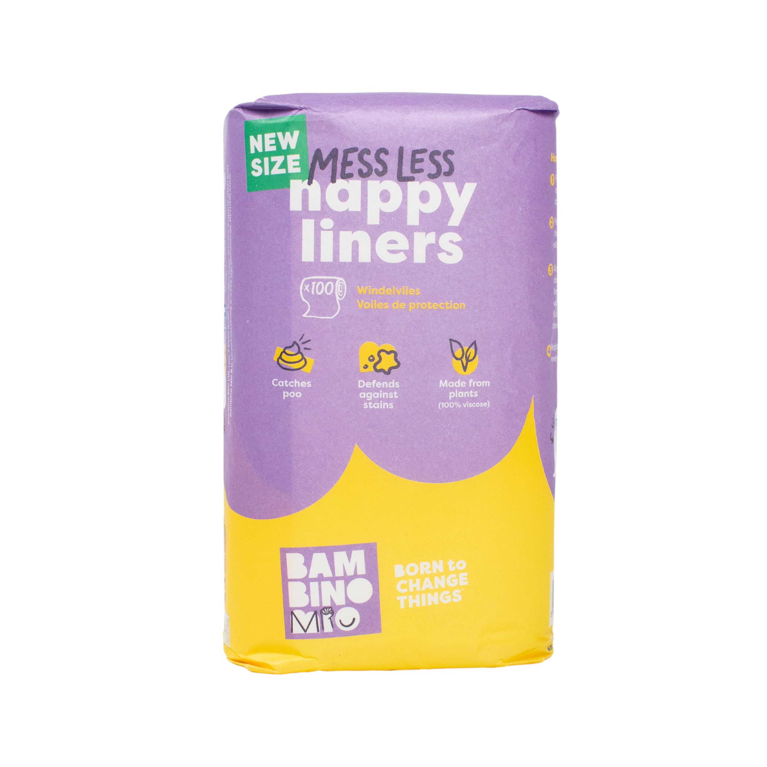 Bambino Mio, Messless Nappy Liners, Biodegradable, 100 Liners, (16cm x 29cm), 16cm x 29cm, One Size