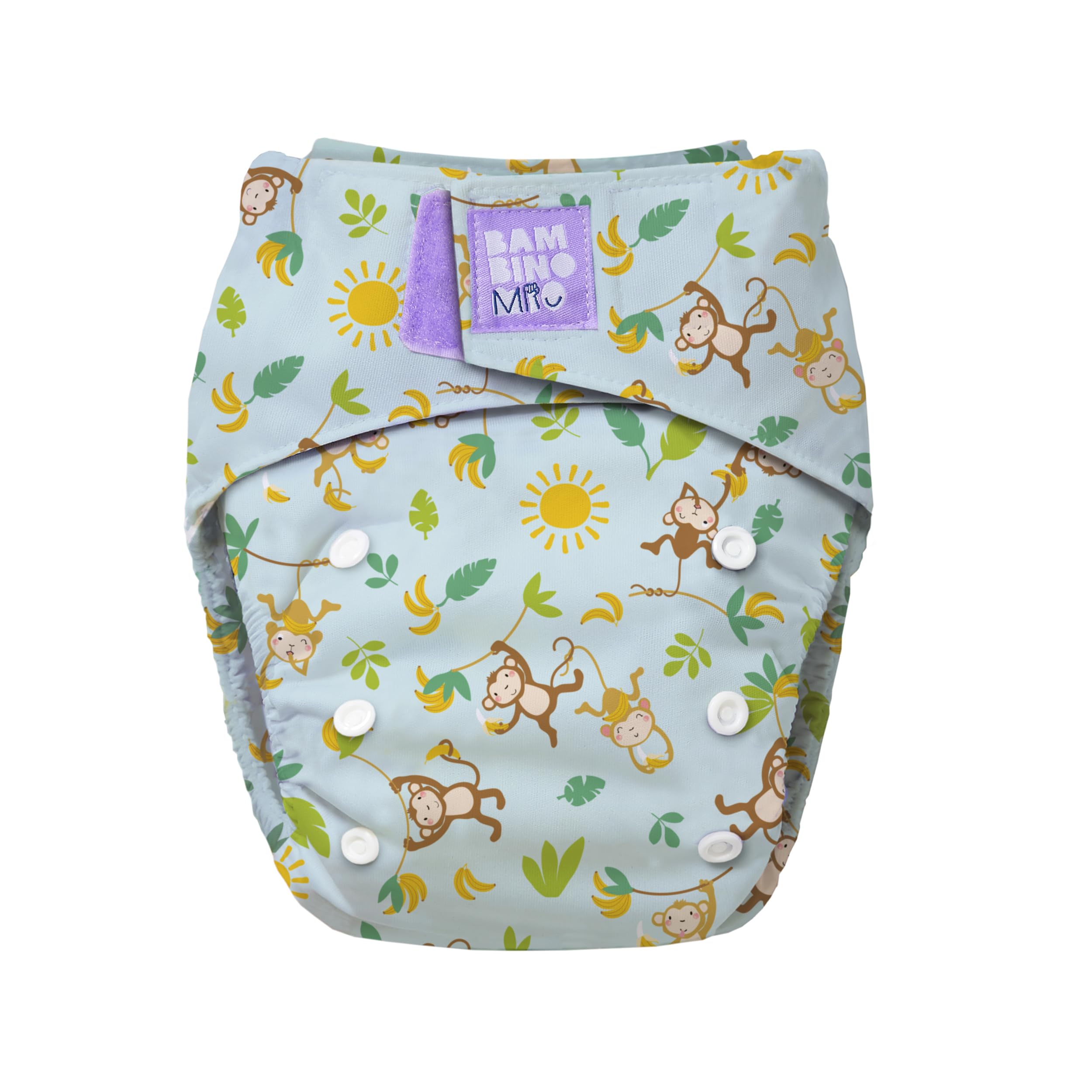 Bambino Mio, Revolutionary Reusable Nappy - Sustainable, Washable, Chemical-Free Eco Nappy from Newborn to Toddler (Cheeky Monkeys), cheeky monkeys, One Size