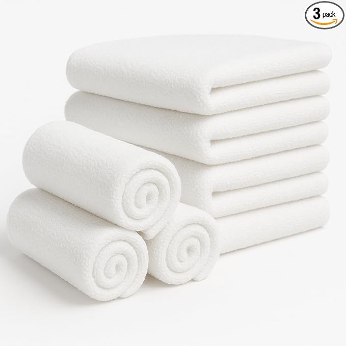 Dudu N Girlie Terry Towelling Baby Nappies (3 Pack), 60x60cm - 100% Cotton Multi-Use Terry Squares, One Size
