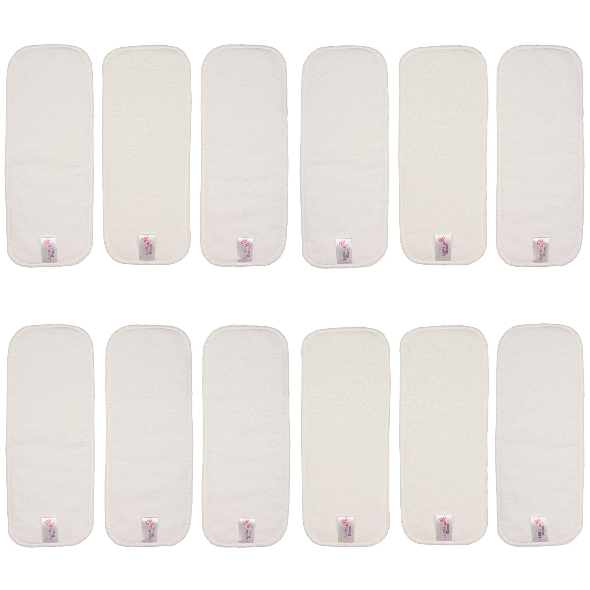Littles & Bloomz 12 Microfibre Reusable Nappy Inserts, Booster Pads, MF12, One Size